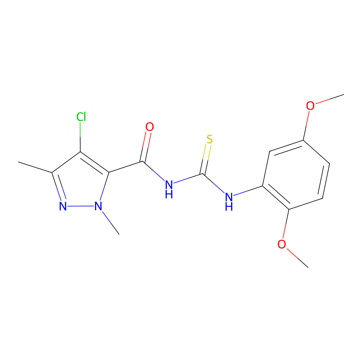 4-chloro-N-[(2,5-dimethoxyphenyl)carbamothioyl]-2,5-dimethylpyrazole-3-carboxamide molecular structure, CAS 512807-36-2