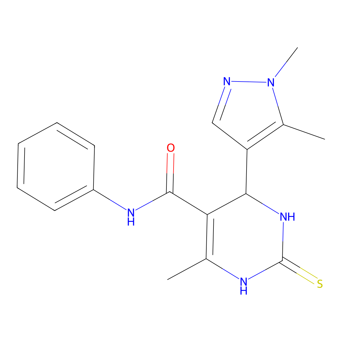 4-(1,5-dimethylpyrazol-4-yl)-6-methyl-N-phenyl-2-sulfanylidene-3,4-dihydro-1H-pyrimidine-5-carboxamide molecular structure, CAS 512807-41-9