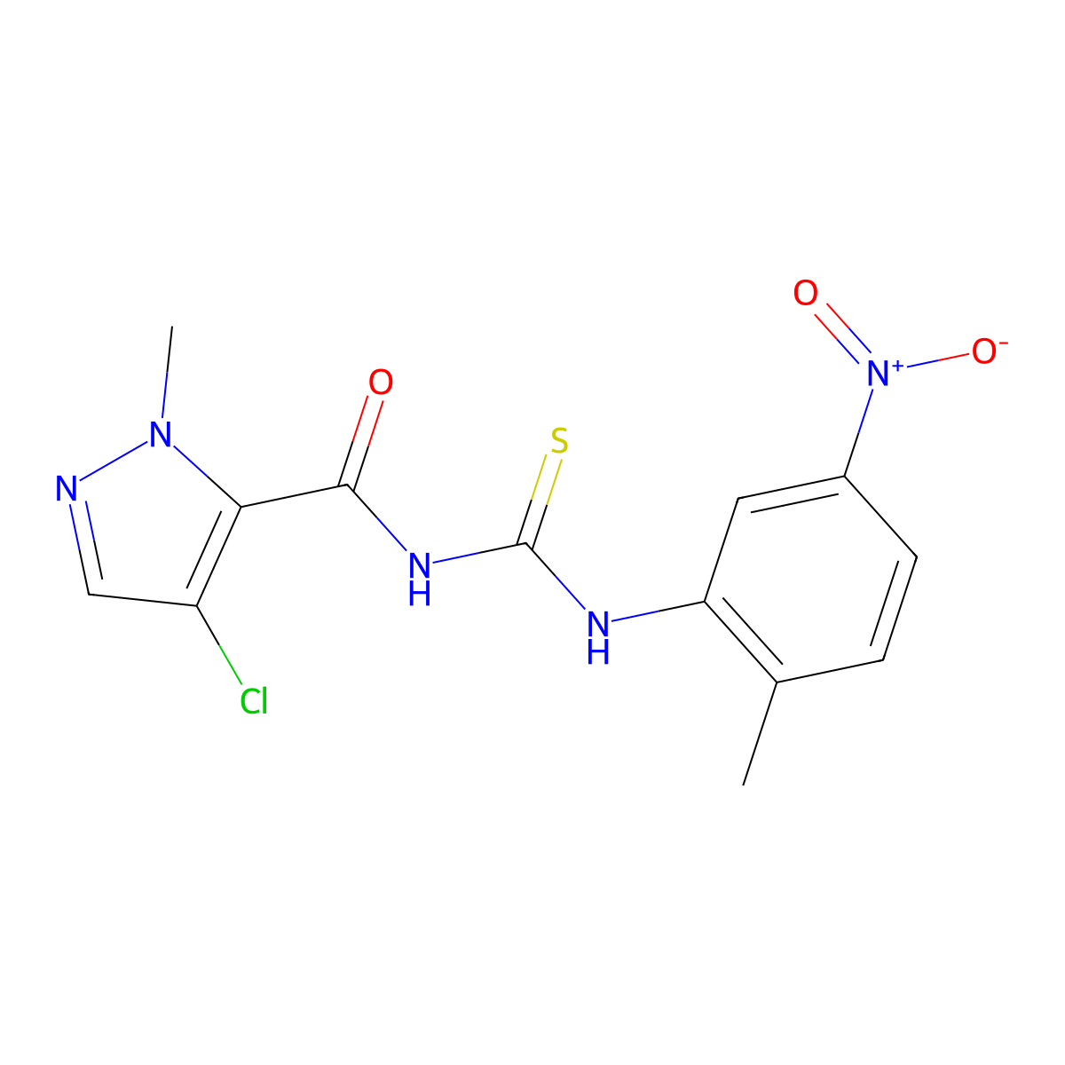 4-chloro-2-methyl-N-[(2-methyl-5-nitrophenyl)carbamothioyl]pyrazole-3-carboxamide molecular structure, CAS 512807-43-1