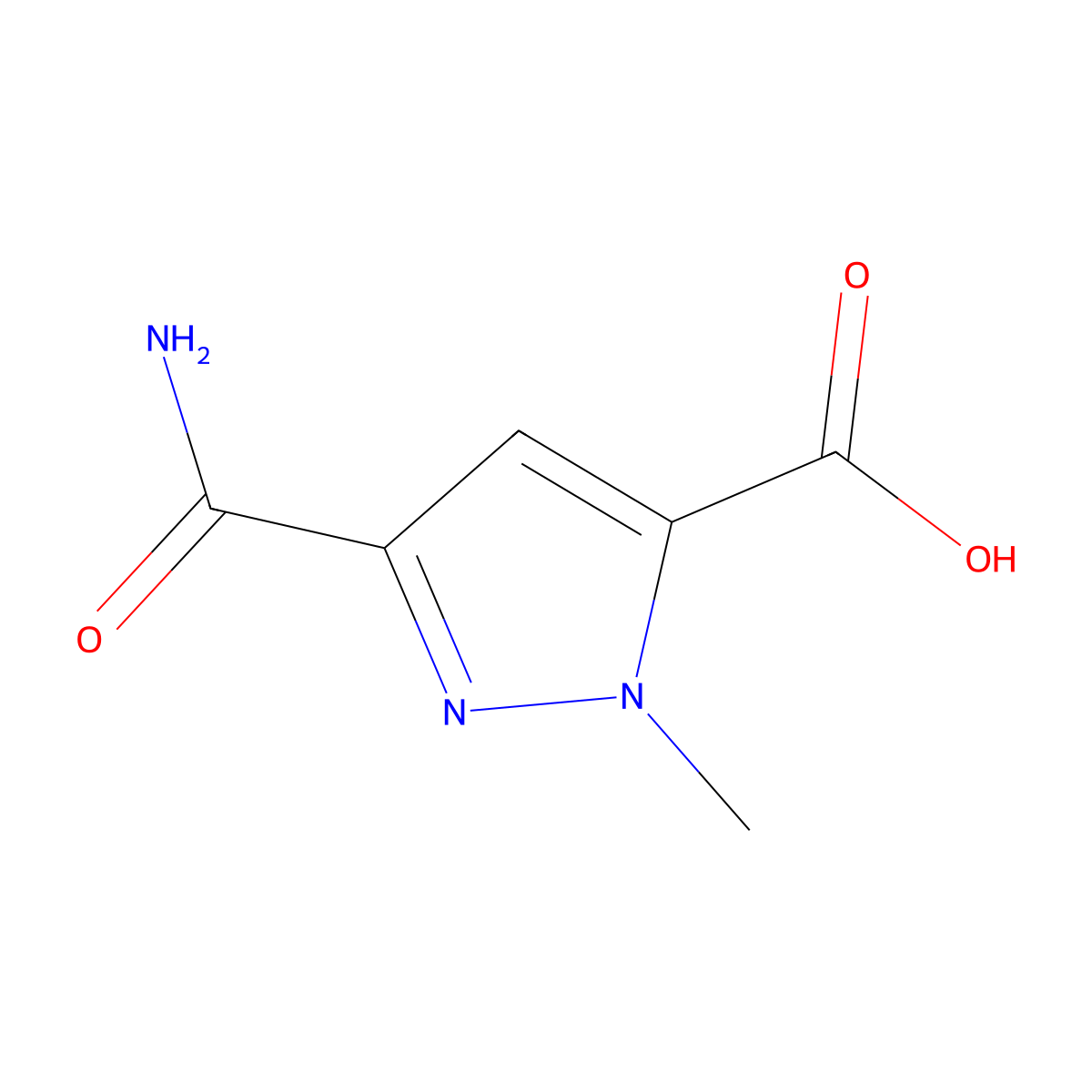 3-carbamoyl-1-methyl-1H-pyrazole-5-carboxylic acid molecular structure, CAS 512807-45-3