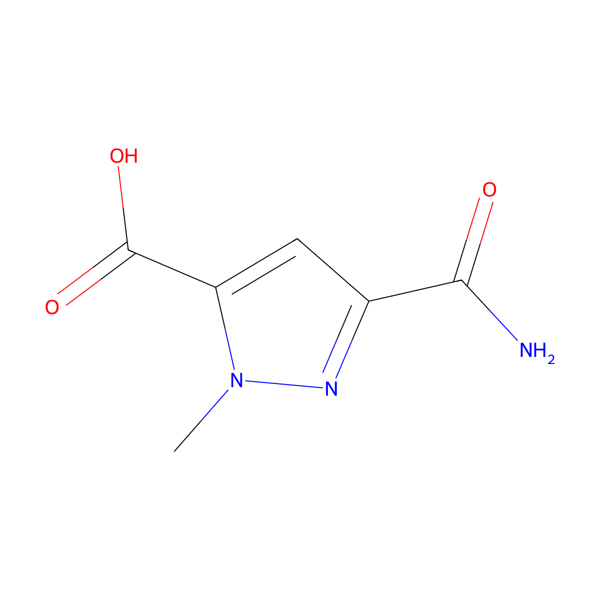 3-carbamoyl-1-methyl-1H-pyrazole-5-carboxylic acid molecular structure, CAS 512807-45-3