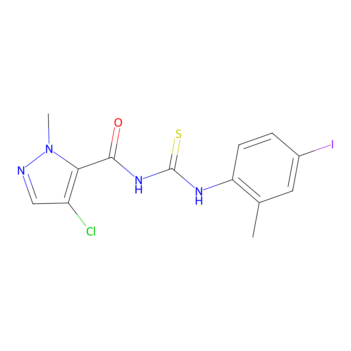 4-chloro-N-[(4-iodo-2-methylphenyl)carbamothioyl]-2-methylpyrazole-3-carboxamide molecular structure, CAS 512807-55-5