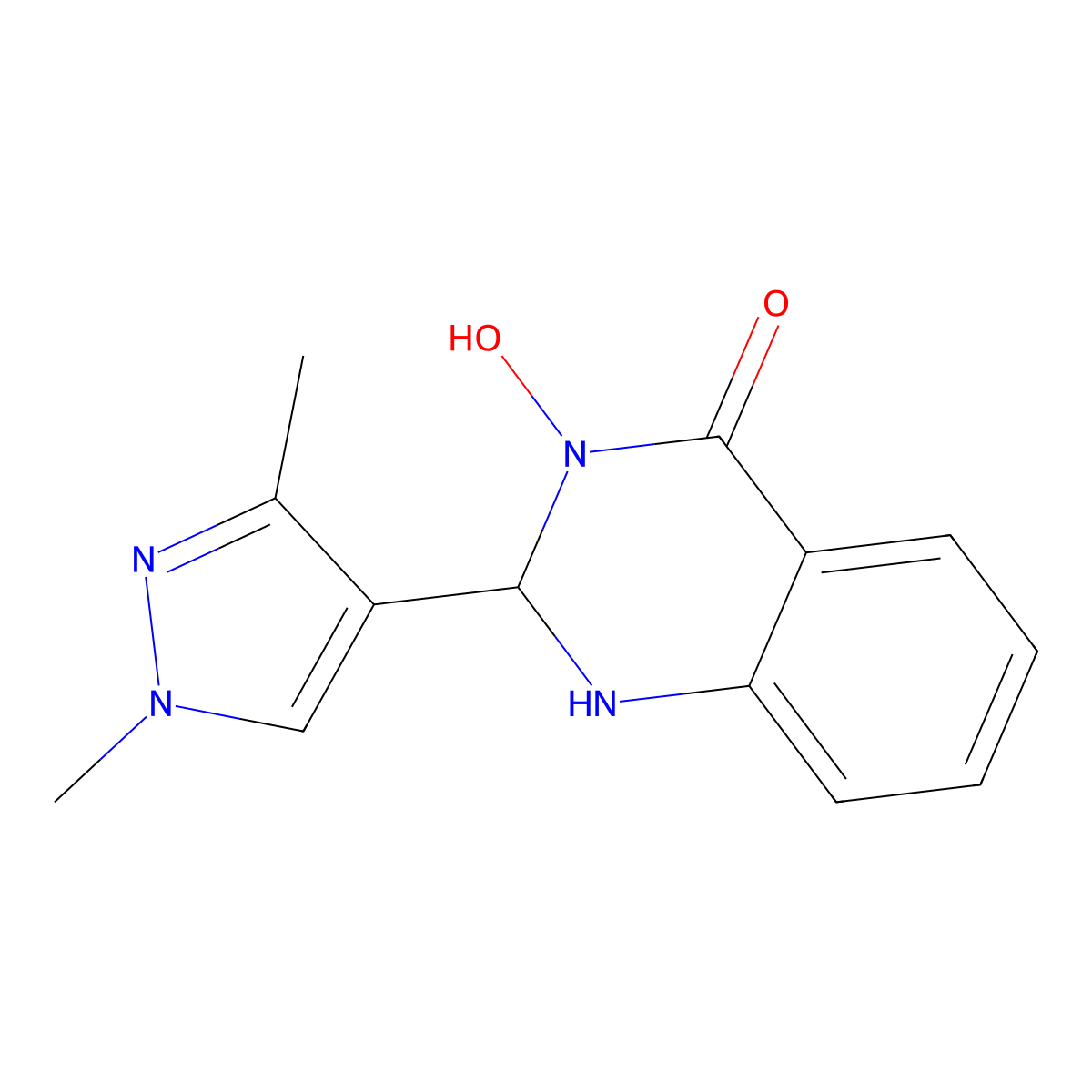 2-(1,3-Dimethylpyrazol-4-yl)-3-hydroxy-1,2-dihydroquinazolin-4-one molecular structure, CAS 512807-65-7