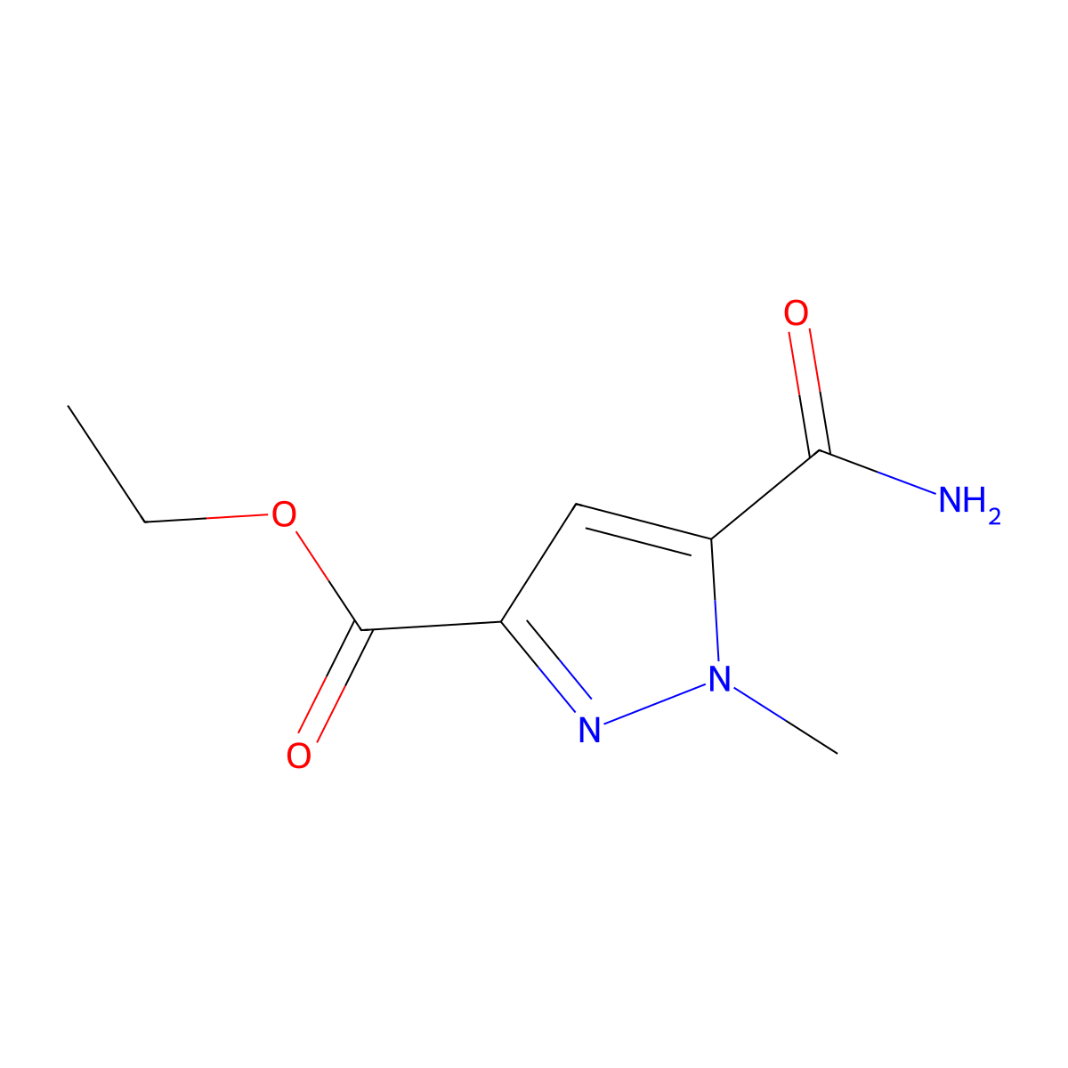 ethyl 5-carbamoyl-1-methyl-1H-pyrazole-3-carboxylate molecular structure, CAS 512808-34-3