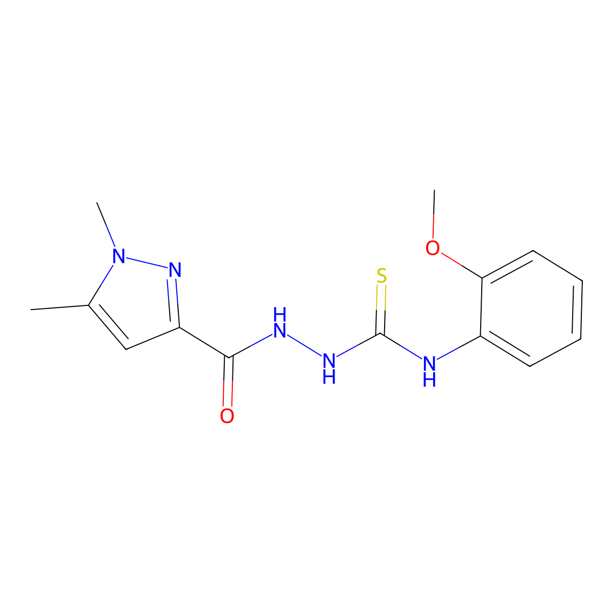 1-[[(1,5-Dimethyl-3-pyrazolyl)-oxomethyl]amino]-3-(2-methoxyphenyl)thiourea molecular structure, CAS 512808-35-4