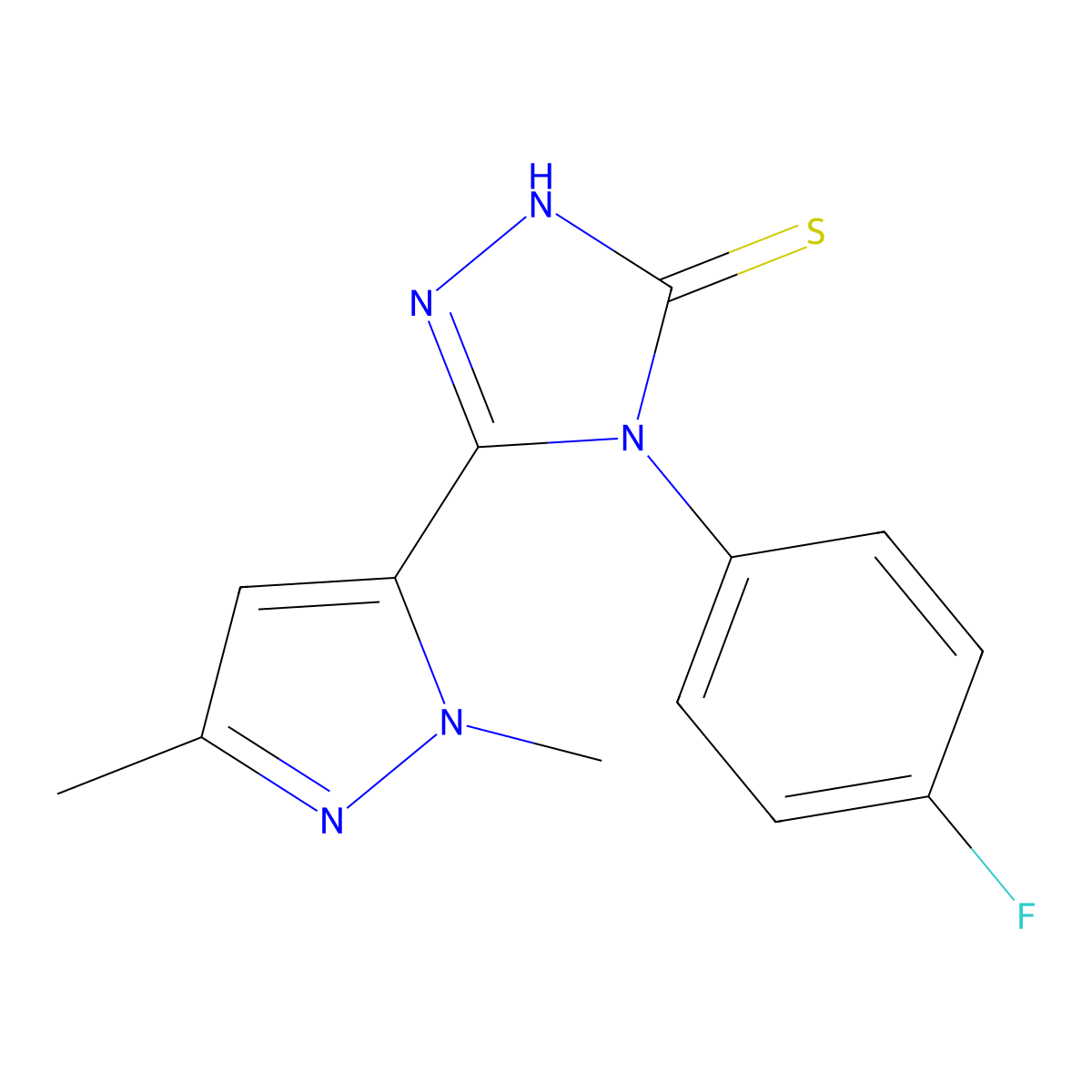 5-(1,3-dimethyl-1H-pyrazol-5-yl)-4-(4-fluorophenyl)-4H-1,2,4-triazole-3-thiol molecular structure, CAS 512808-38-7