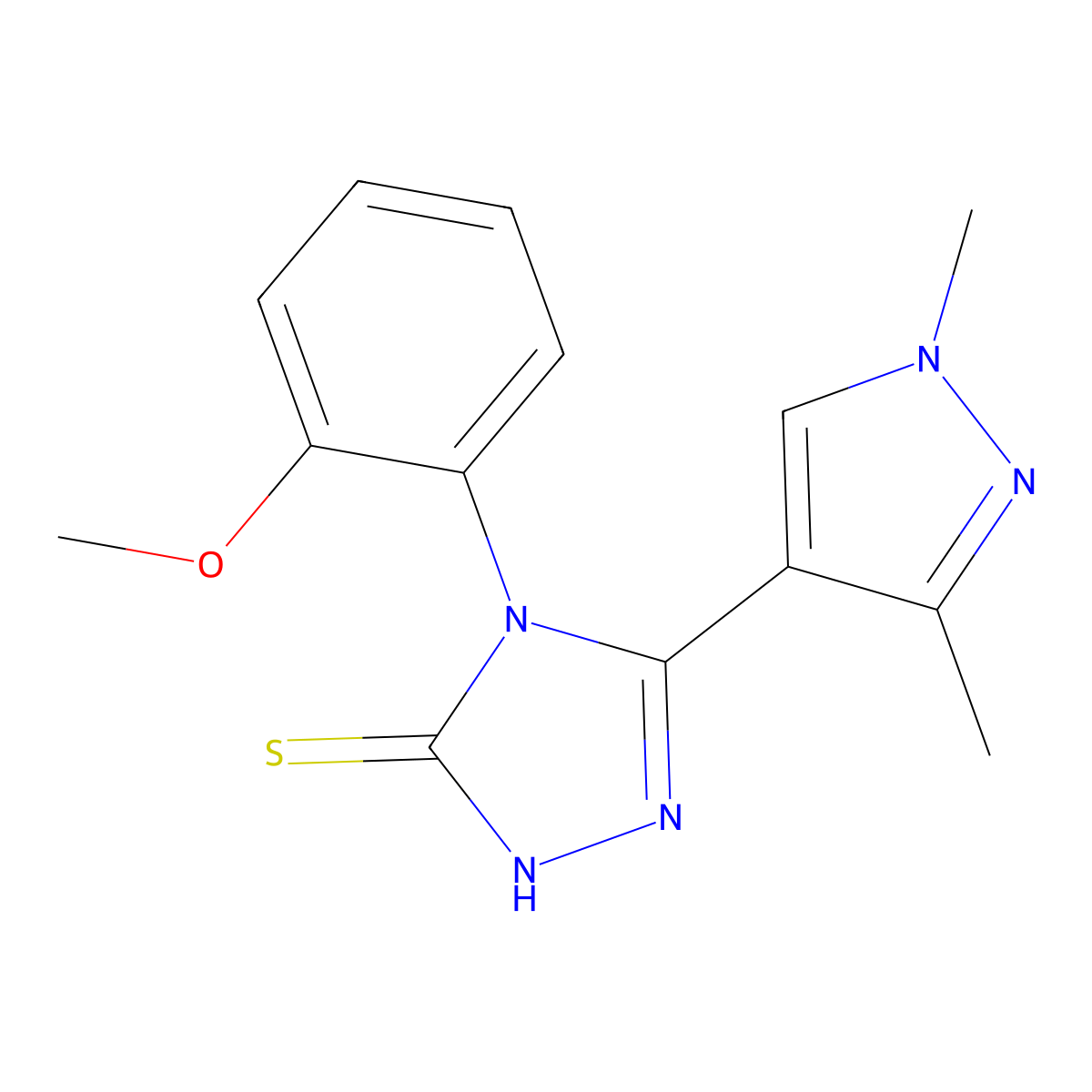 3-(1,3-dimethyl-4-pyrazolyl)-4-(2-methoxyphenyl)-1H-1,2,4-triazole-5-thione molecular structure, CAS 512808-42-3
