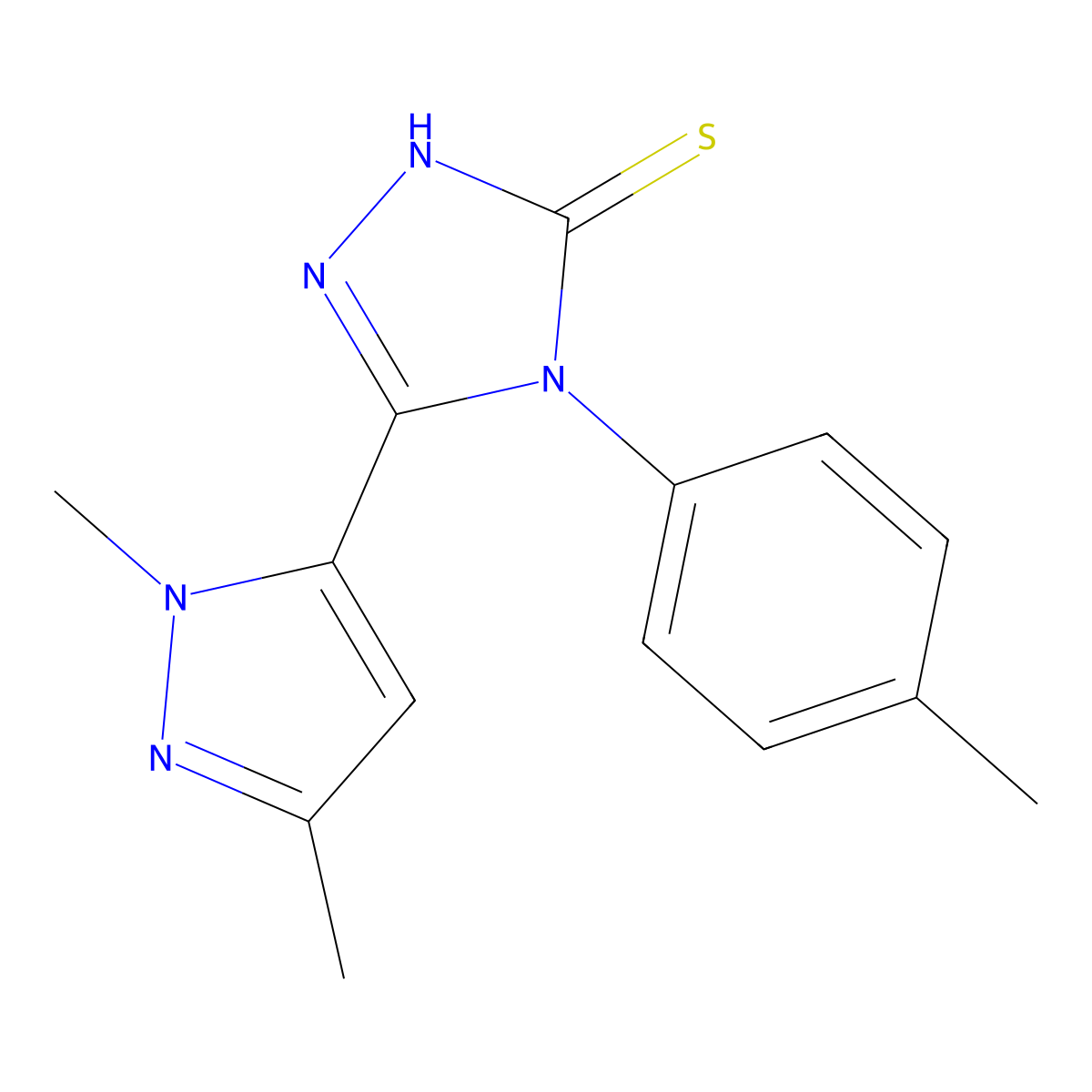 5-(1,3-dimethyl-1H-pyrazol-5-yl)-4-(4-methylphenyl)-4H-1,2,4-triazole-3-thiol molecular structure, CAS 512808-46-7
