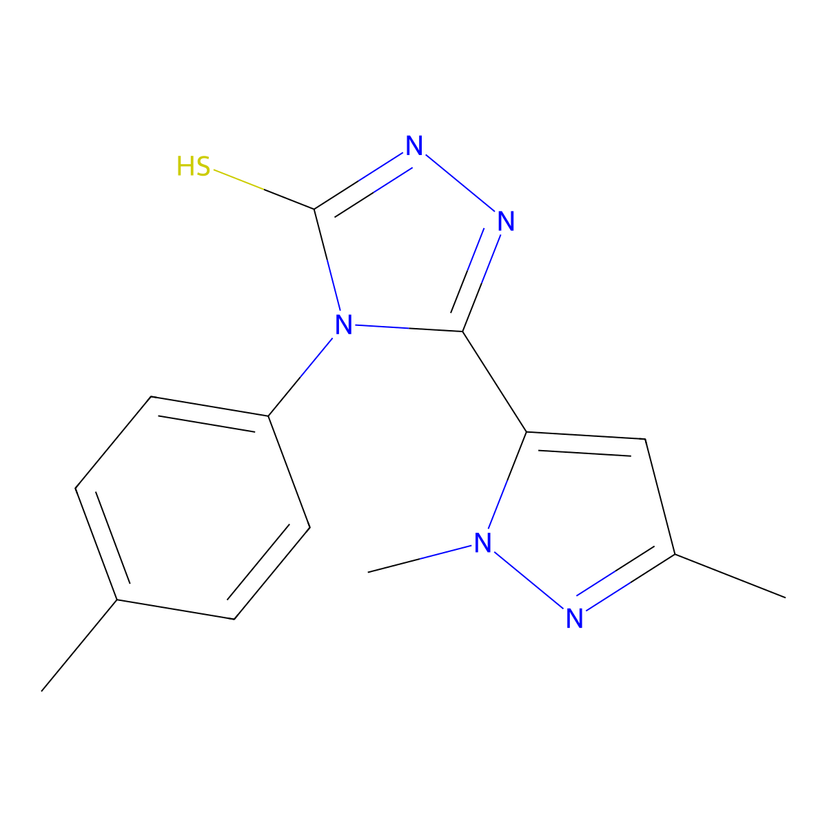 5-(1,3-dimethyl-1H-pyrazol-5-yl)-4-(4-methylphenyl)-4H-1,2,4-triazole-3-thiol molecular structure, CAS 512808-46-7