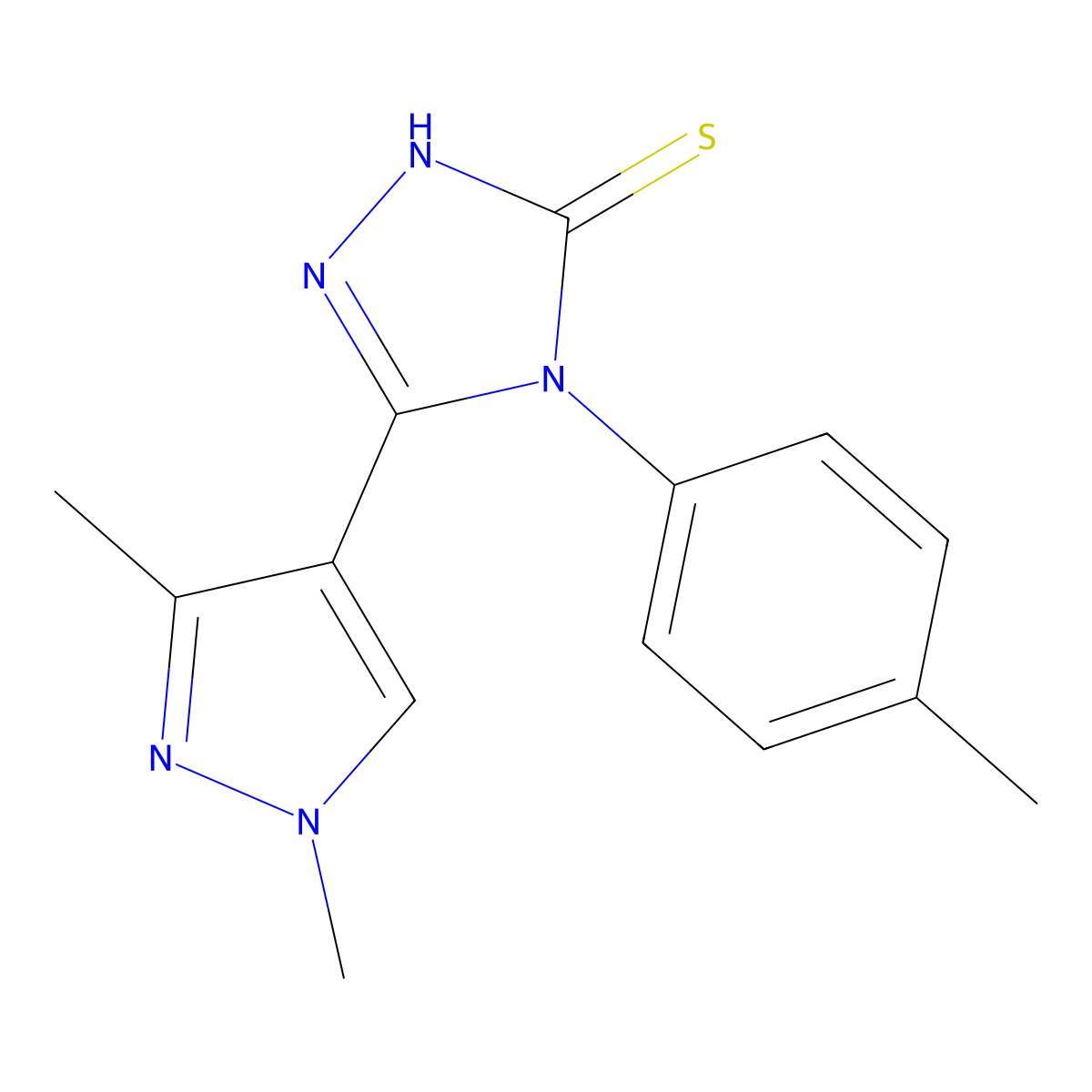 5-(1,3-dimethyl-1H-pyrazol-4-yl)-4-(4-methylphenyl)-4H-1,2,4-triazole-3-thiol molecular structure, CAS 512808-51-4