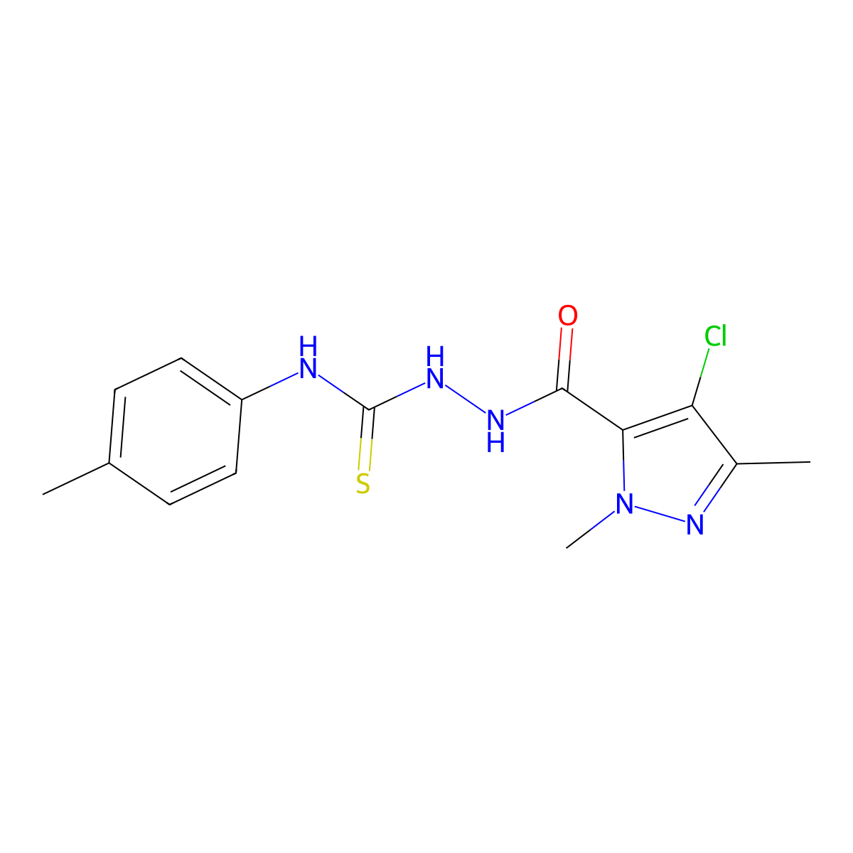 1-[(4-Chloro-2,5-dimethylpyrazole-3-carbonyl)amino]-3-(4-methylphenyl)thiourea molecular structure, CAS 512808-73-0