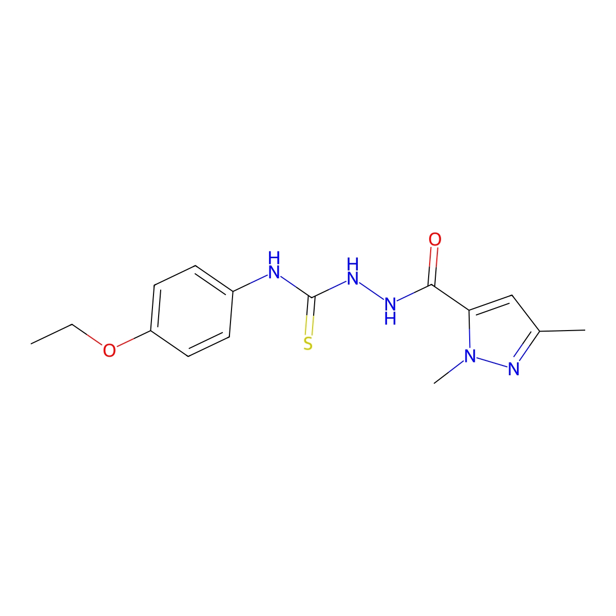 1-[(2,5-Dimethylpyrazole-3-carbonyl)amino]-3-(4-ethoxyphenyl)thiourea molecular structure, CAS 512808-75-2