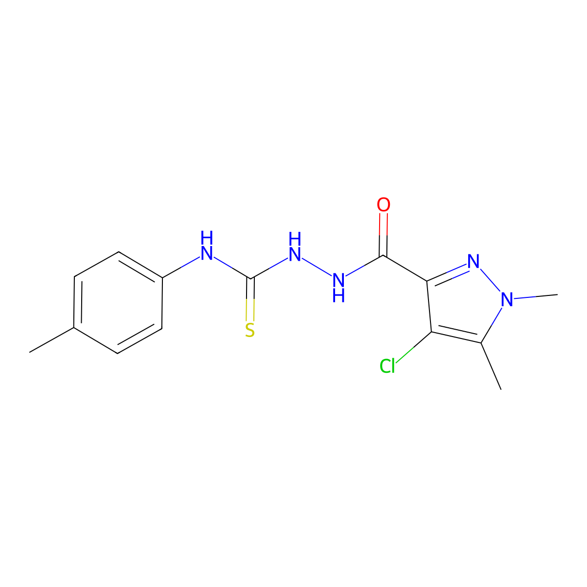 1-[(4-Chloro-1,5-dimethylpyrazole-3-carbonyl)amino]-3-(4-methylphenyl)thiourea molecular structure, CAS 512808-77-4