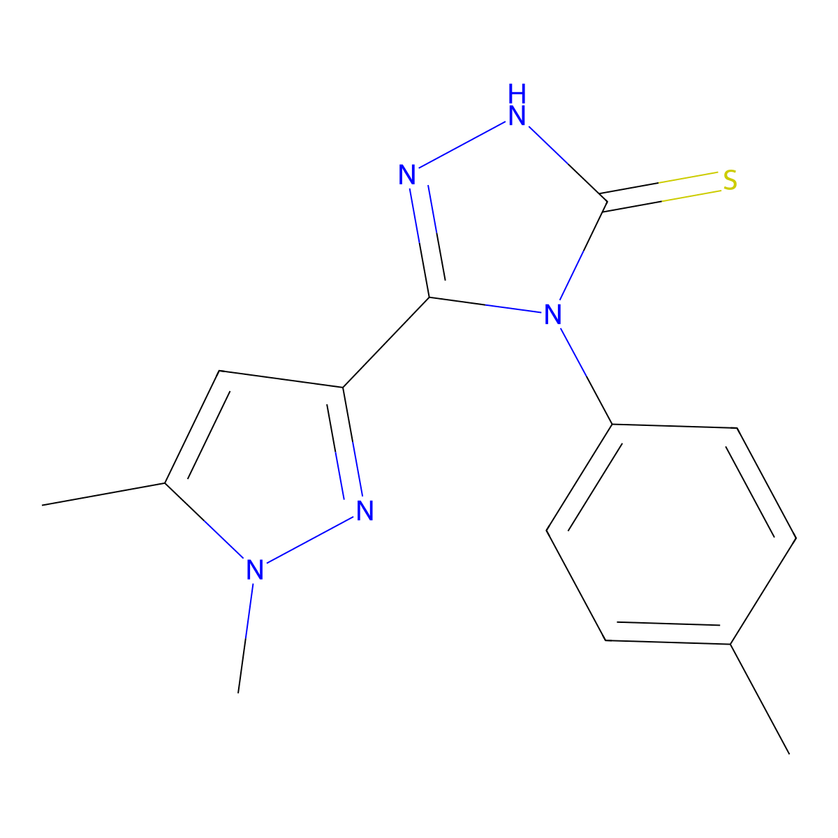 5-(1,5-dimethyl-1H-pyrazol-3-yl)-4-(4-methylphenyl)-4H-1,2,4-triazole-3-thiol molecular structure, CAS 512808-78-5