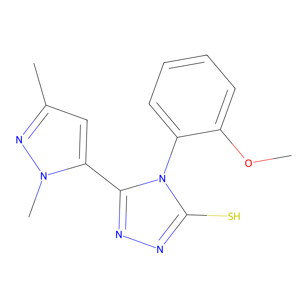 3-(2,5-dimethylpyrazol-3-yl)-4-(2-methoxyphenyl)-1H-1,2,4-triazole-5-thione molecular structure, CAS 512808-83-2