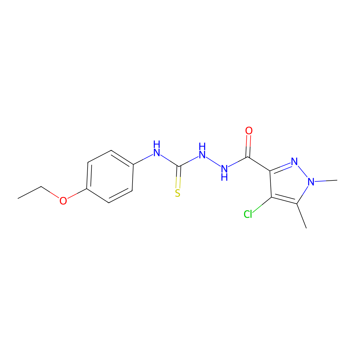 1-[(4-Chloro-1,5-dimethylpyrazole-3-carbonyl)amino]-3-(4-ethoxyphenyl)thiourea molecular structure, CAS 512808-84-3