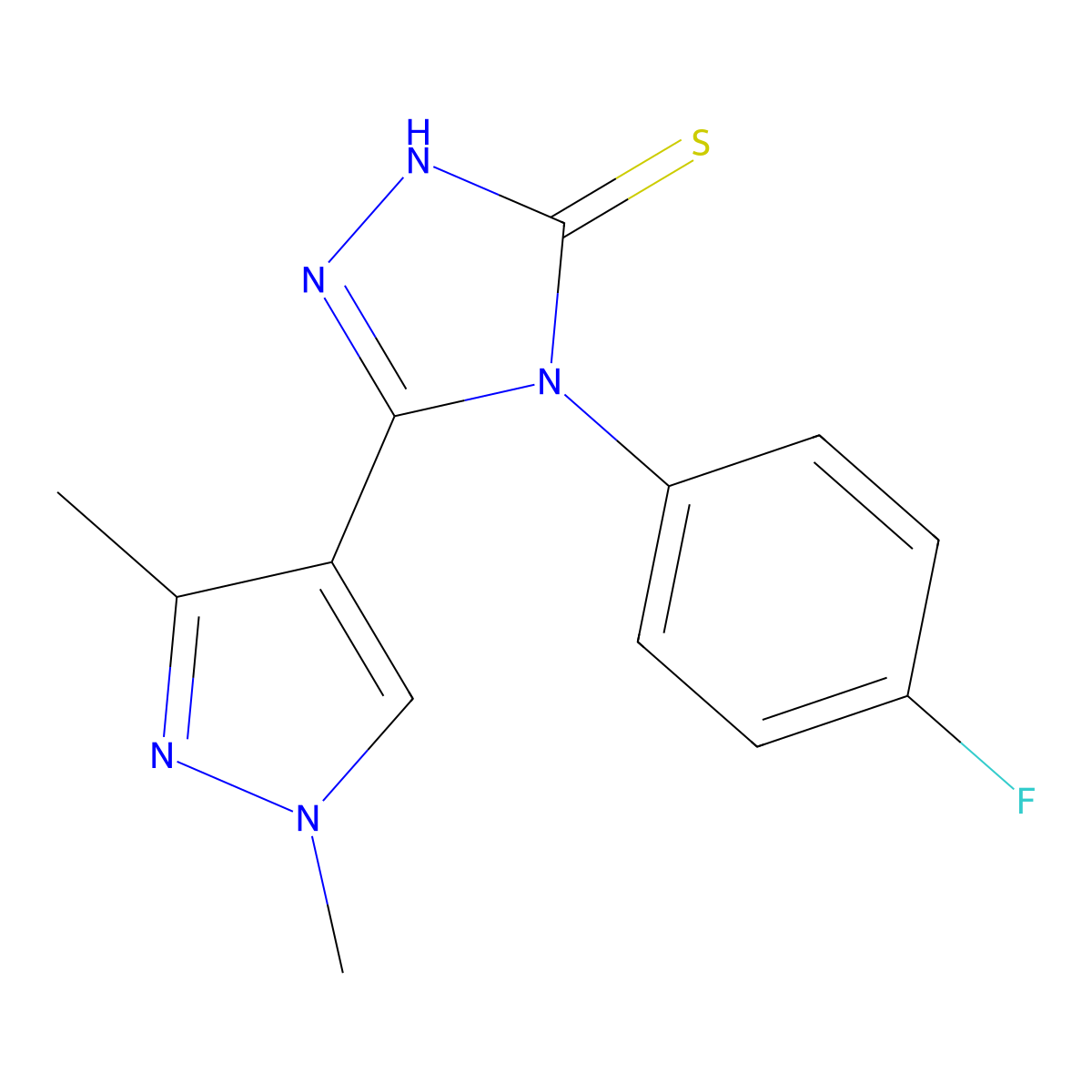 5-(1,3-dimethyl-1H-pyrazol-4-yl)-4-(4-fluorophenyl)-4H-1,2,4-triazole-3-thiol molecular structure, CAS 512808-92-3