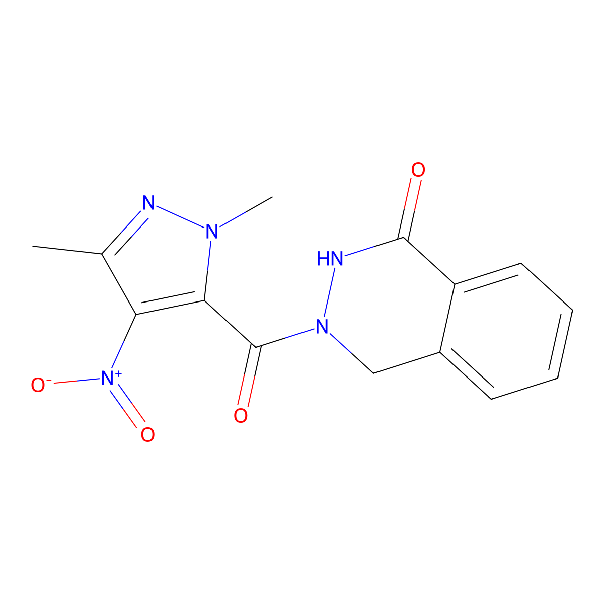 3-({4-nitro-1,3-dimethyl-1H-pyrazol-5-yl}carbonyl)-3,4-dihydro-1(2H)-phthalazinone molecular structure, CAS 512808-94-5