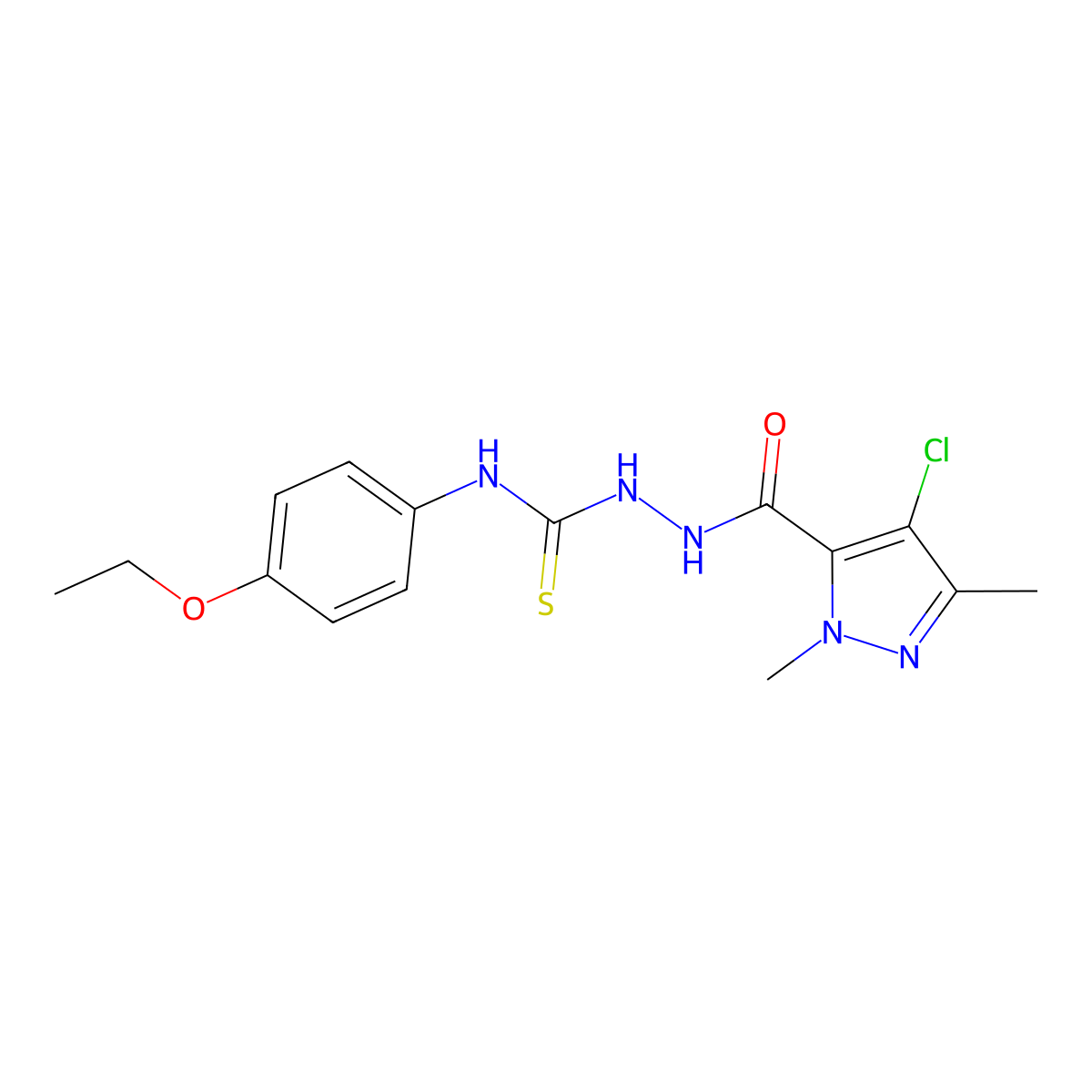 1-[(4-Chloro-2,5-dimethylpyrazole-3-carbonyl)amino]-3-(4-ethoxyphenyl)thiourea molecular structure, CAS 512808-95-6