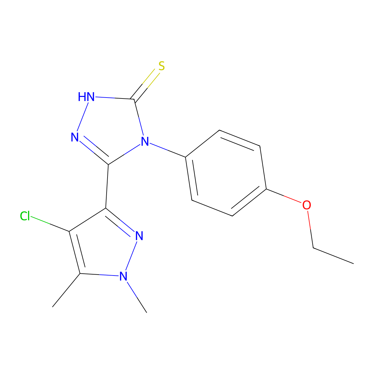 5-(4-chloro-1,5-dimethyl-1H-pyrazol-3-yl)-4-(4-ethoxyphenyl)-4H-1,2,4-triazole-3-thiol molecular structure, CAS 512809-02-8