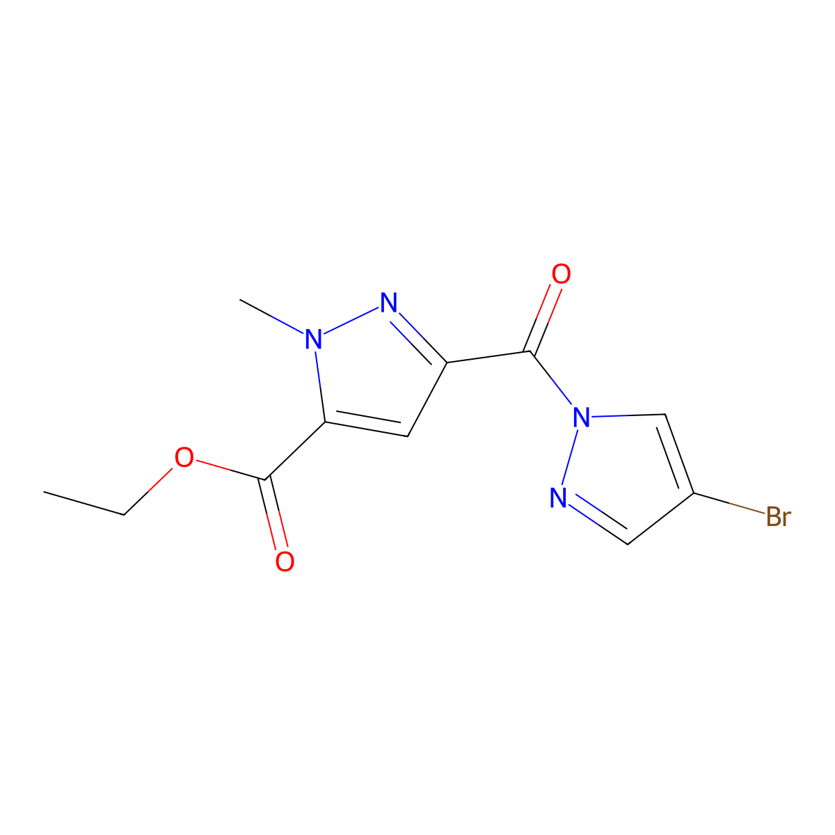 ethyl 3-[(4-bromo-1H-pyrazol-1-yl)carbonyl]-1-methyl-1H-pyrazole-5-carboxylate molecular structure, CAS 512809-05-1