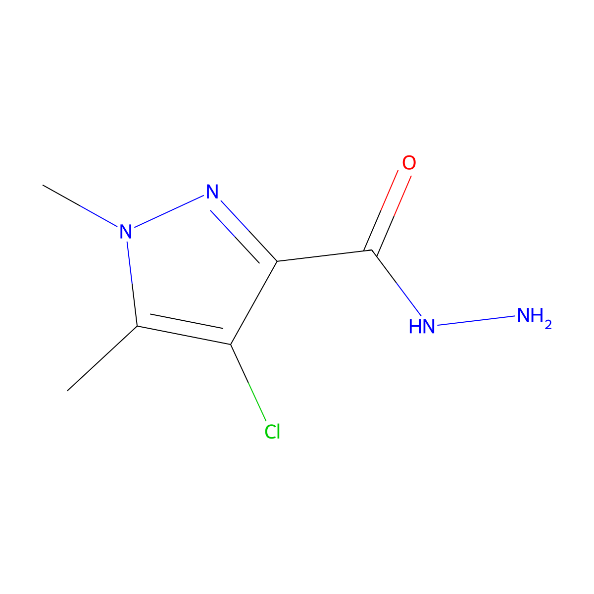 4-chloro-1,5-dimethyl-1H-pyrazole-3-carbohydrazide molecular structure, CAS 512809-15-3