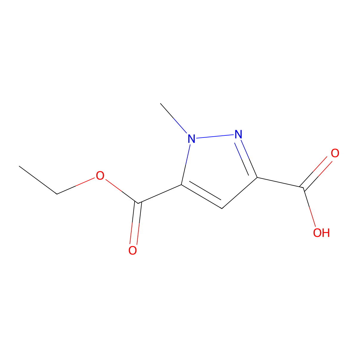 5-Ethyl 1-methyl-1H-pyrazole-3,5-dicarboxylate molecular structure, CAS 512809-16-4