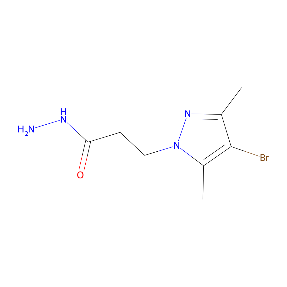4-Bromo-3,5-dimethyl-1H-pyrazole-1-propanoic acid hydrazide molecular structure, CAS 512809-18-6