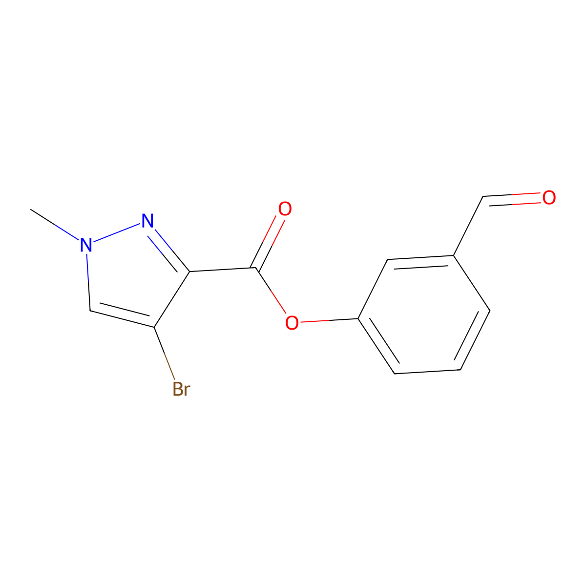 3-Formylphenyl 4-bromo-1-methyl-1H-pyrazole-3-carboxylate molecular structure, CAS 512809-19-7