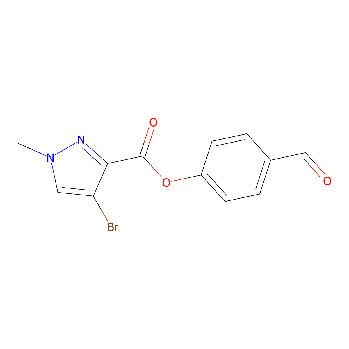 4-formylphenyl 4-bromo-1-methyl-1H-pyrazole-3-carboxylate molecular structure, CAS 512809-29-9