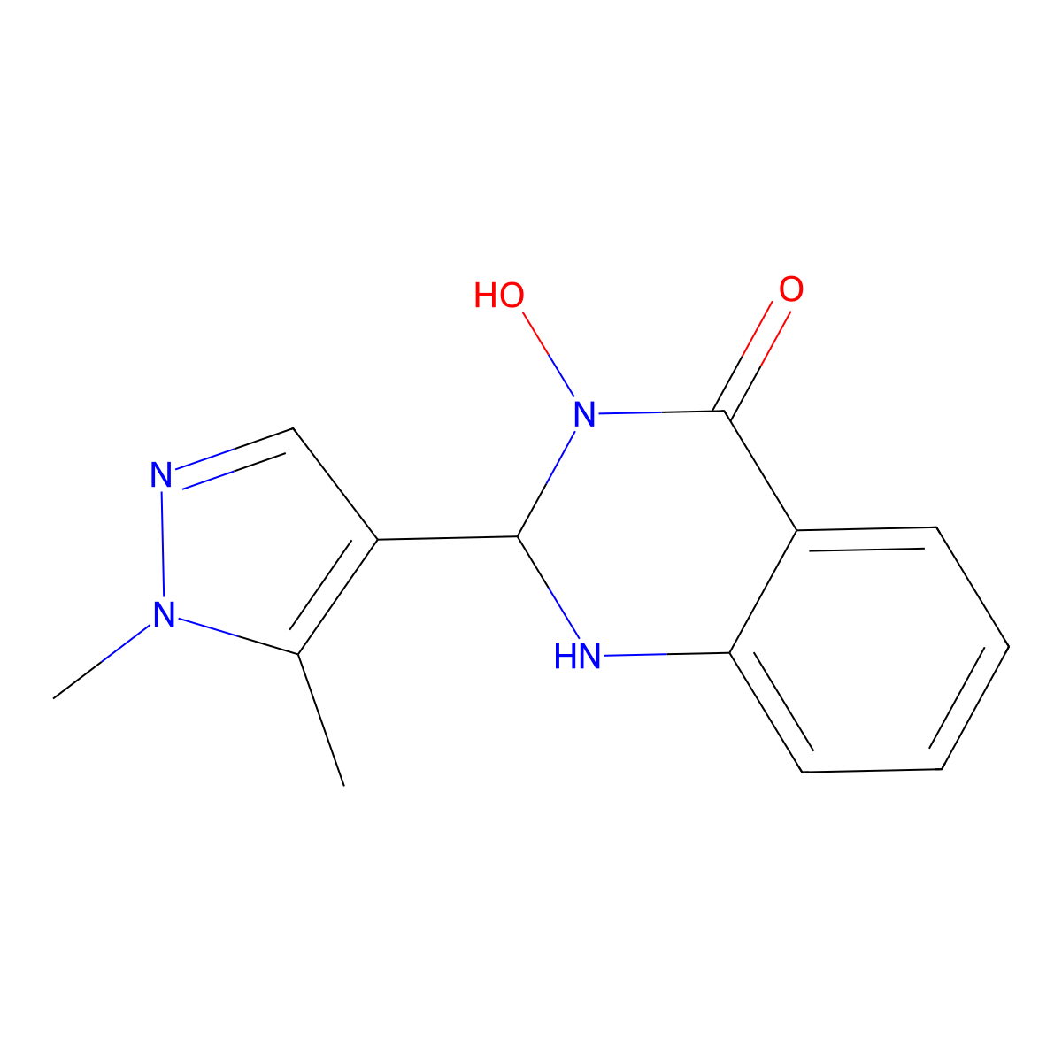 4(1H)-Quinazolinone, 2-(1,5-dimethyl-1H-pyrazol-4-yl)-2,3-dihydro-3-hydroxy- molecular structure, CAS 512809-32-4