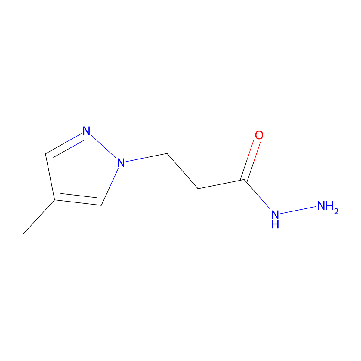 4-Methyl-1H-pyrazole-1-propanoic acid hydrazide molecular structure, CAS 512809-34-6
