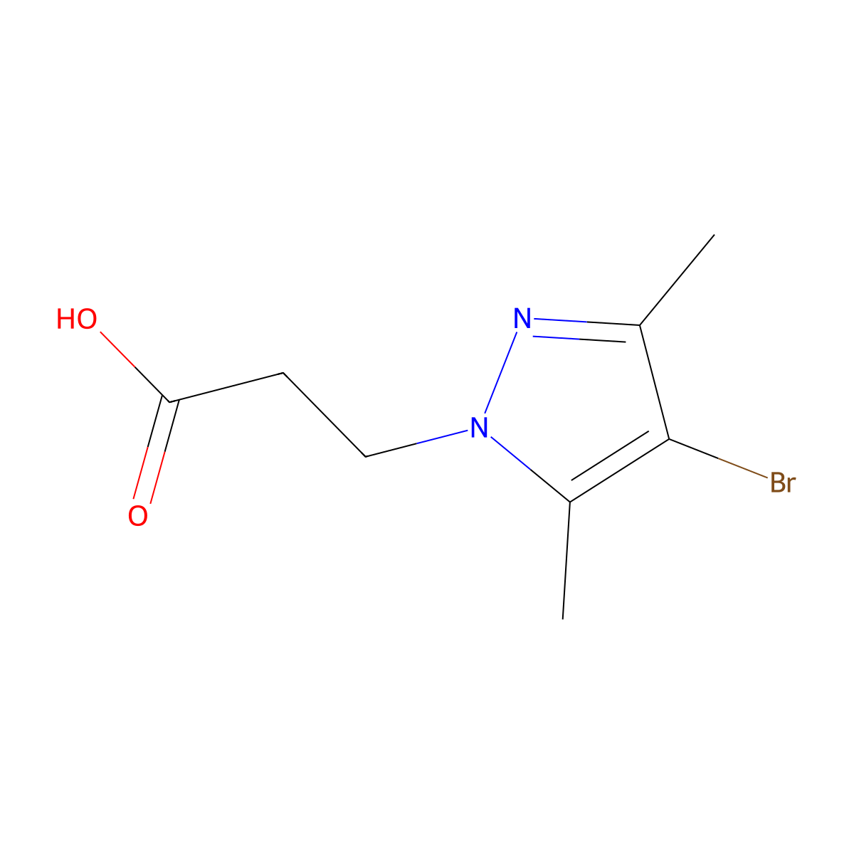 3-(4-bromo-3,5-dimethyl-1H-pyrazol-1-yl)propanoic acid molecular structure, CAS 512809-48-2