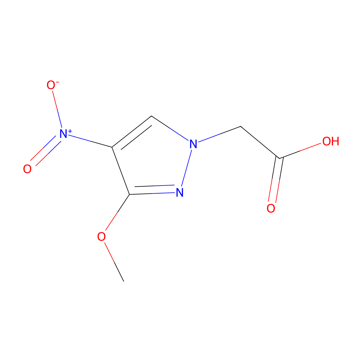 1H-Pyrazole-1-acetic acid, 3-methoxy-4-nitro- molecular structure, CAS 512809-53-9