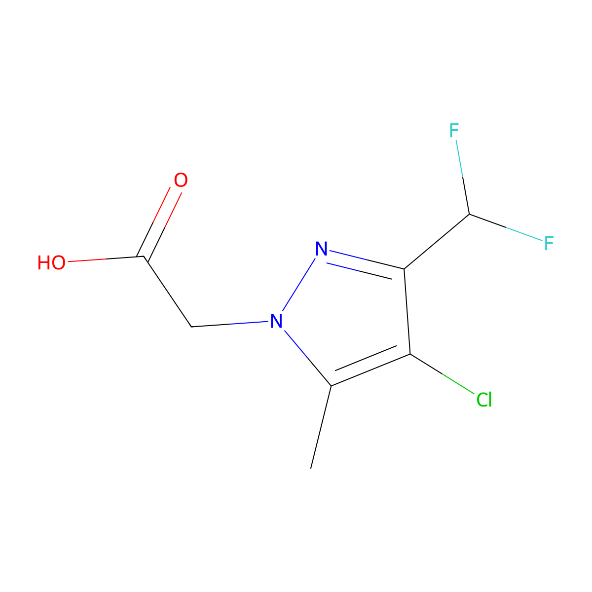 [4-chloro-3-(difluoromethyl)-5-methyl-1H-pyrazol-1-yl]acetic acid molecular structure, CAS 512809-57-3