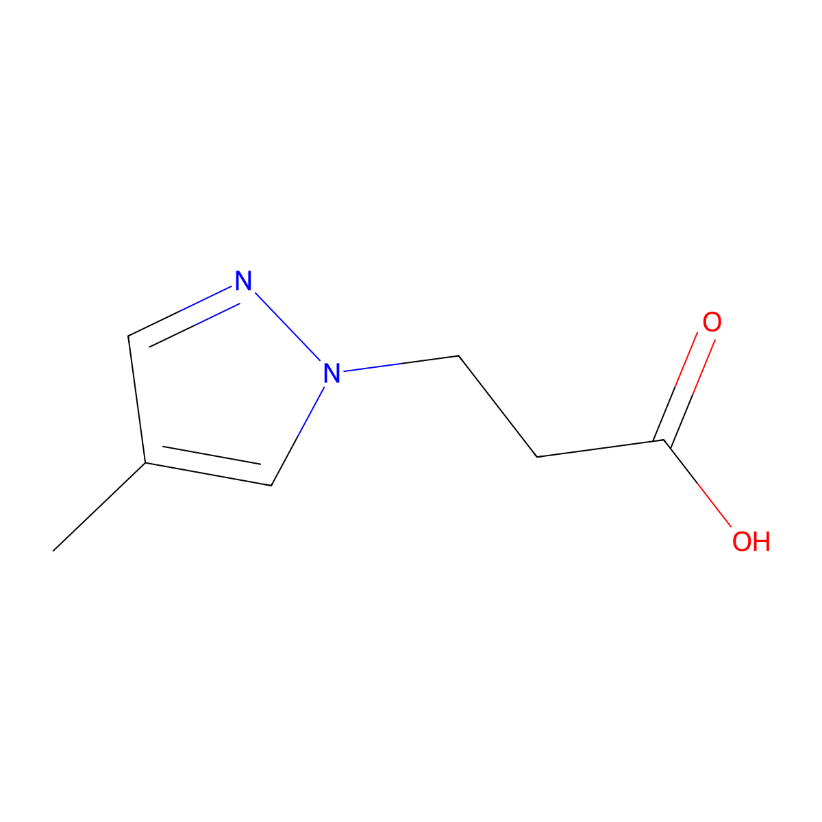 3-(4-methyl-1H-pyrazol-1-yl)propanoic acid molecular structure, CAS 512809-65-3