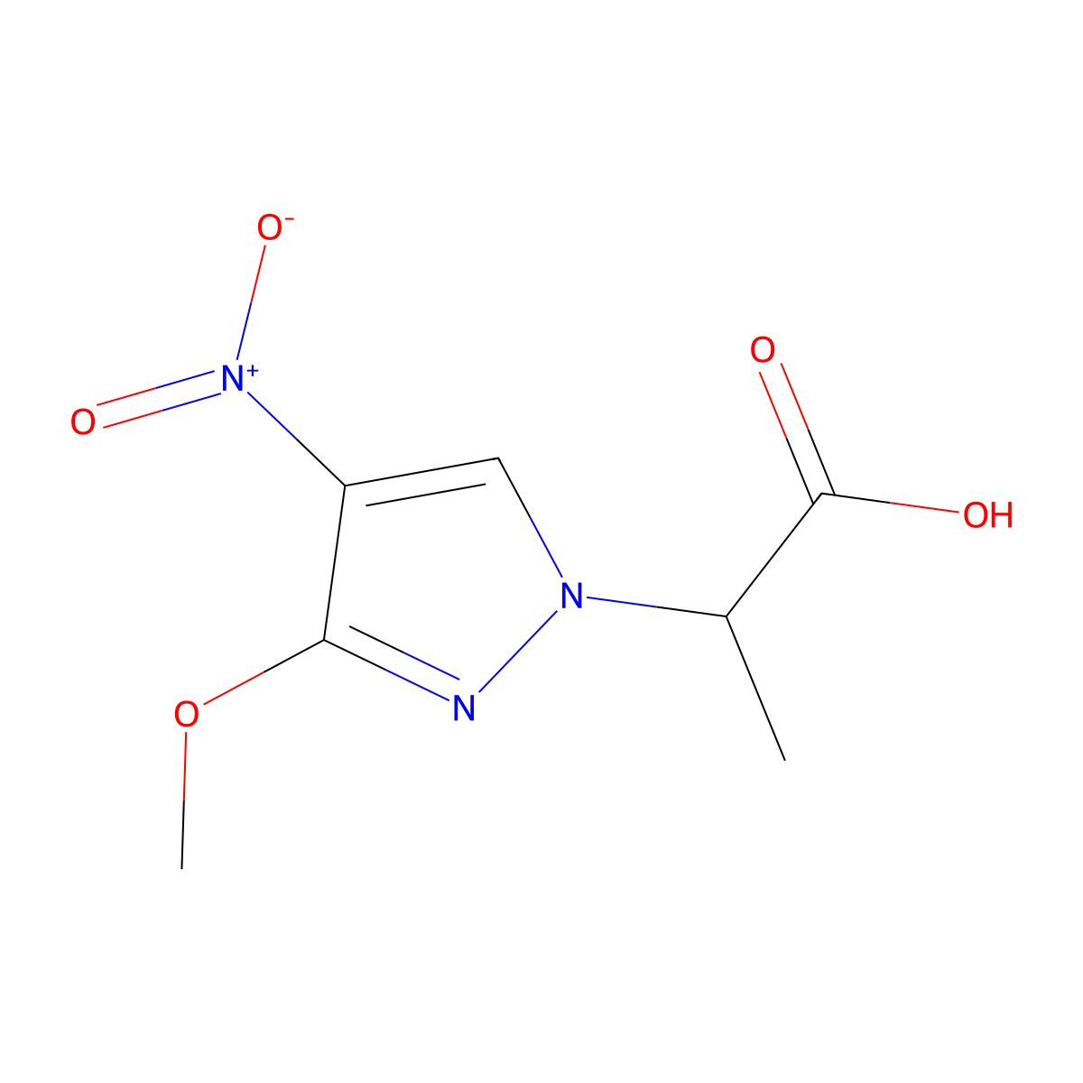 2-(3-methoxy-4-nitro-1H-pyrazol-1-yl)propanoic acid molecular structure, CAS 512809-67-5