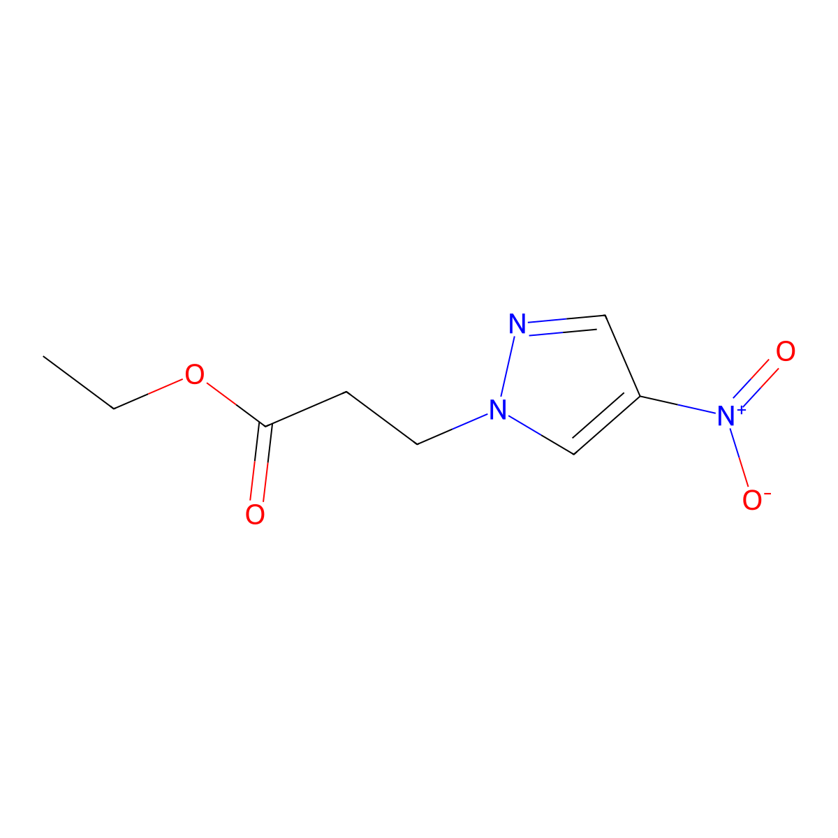 Ethyl 3-(4-nitropyrazol-1-yl)propanoate molecular structure, CAS 512809-69-7