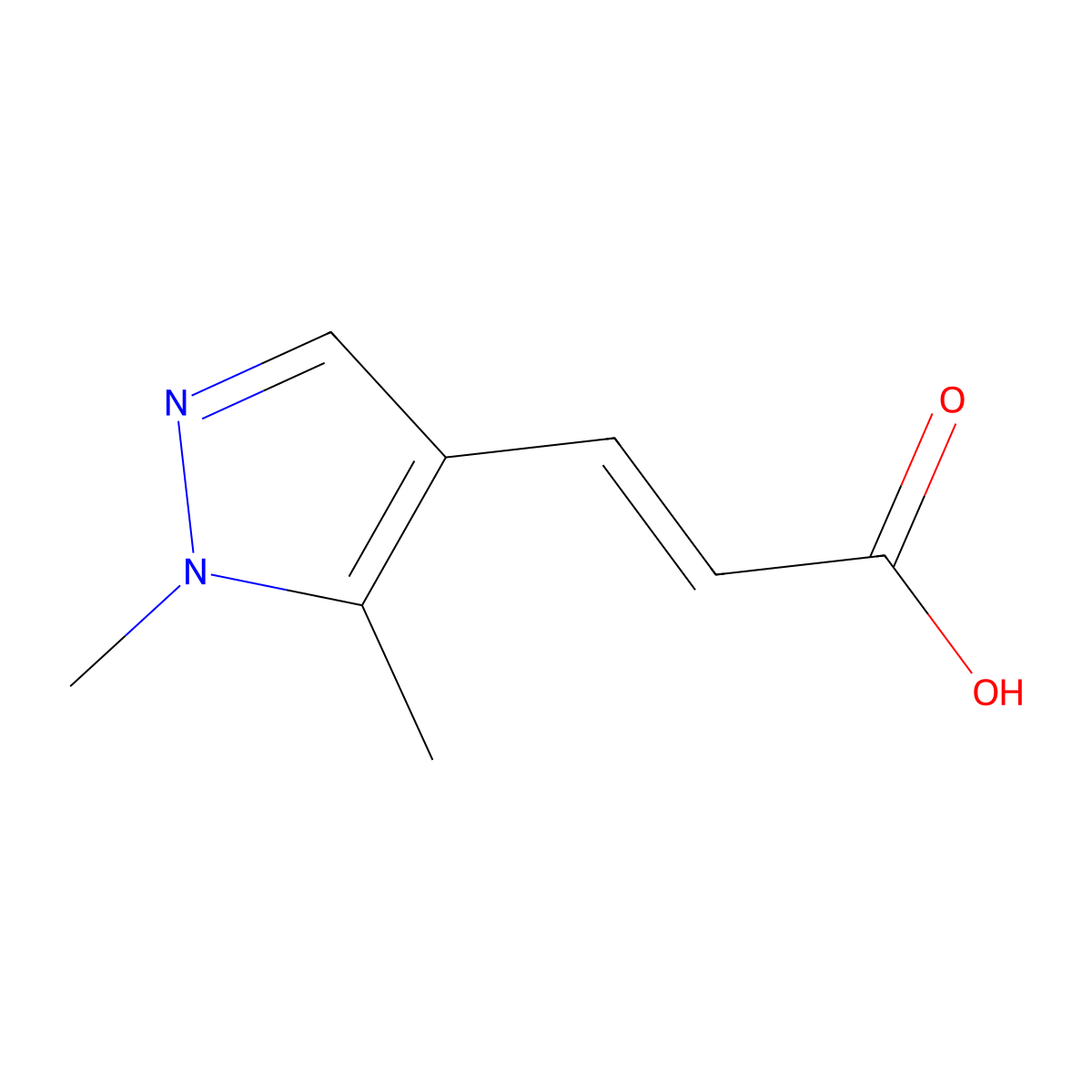 3-(1,5-Dimethylpyrazol-4-yl)prop-2-enoic acid molecular structure, CAS 512809-73-3