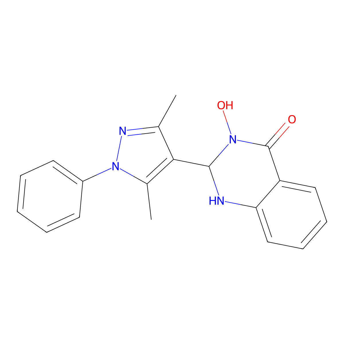 2-(3,5-dimethyl-1-phenyl-1H-pyrazol-4-yl)-3-hydroxy-2,3-dihydroquinazolin-4(1H)-one molecular structure, CAS 512809-75-5