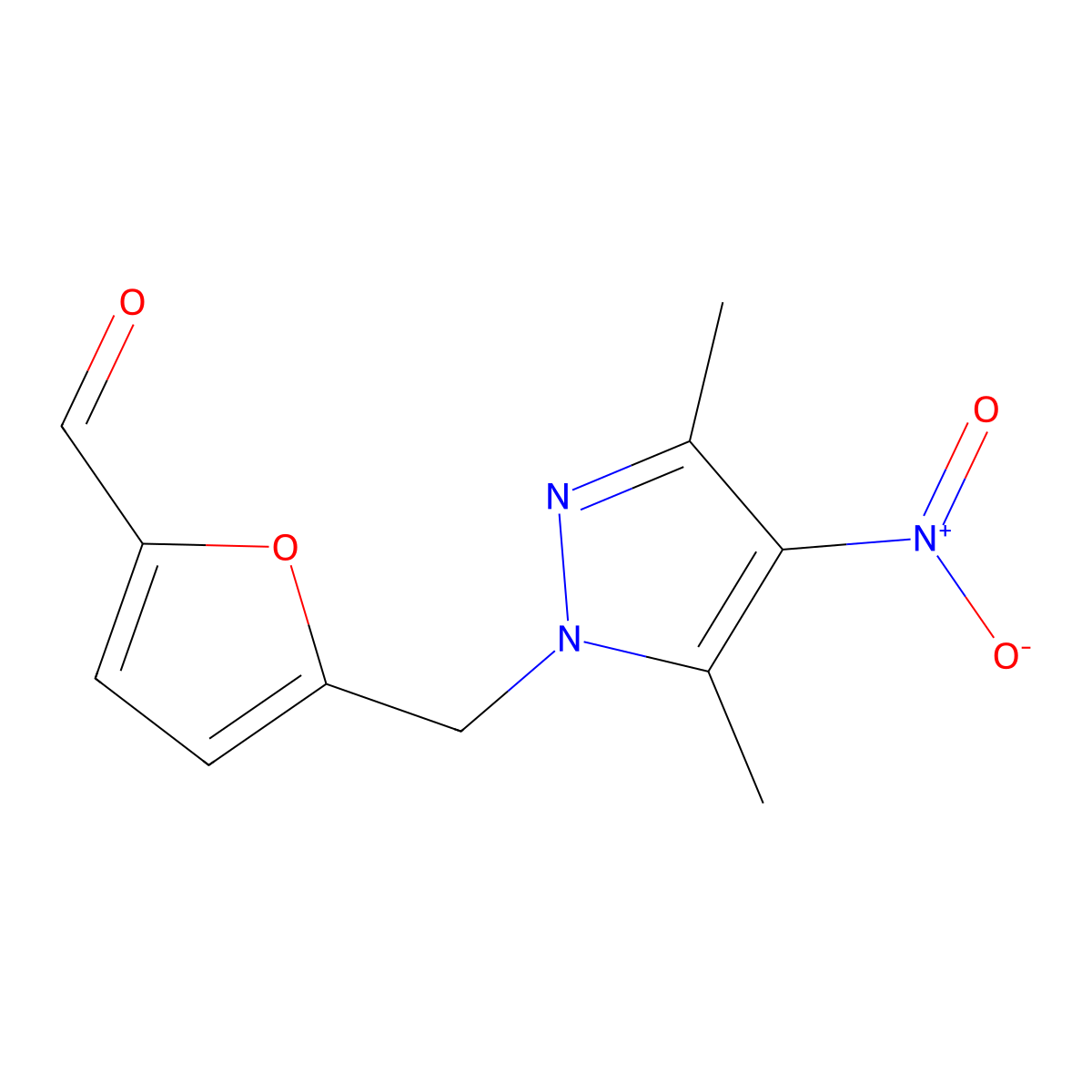 5-[(3,5-dimethyl-4-nitro-1H-pyrazol-1-yl)methyl]furan-2-carbaldehyde molecular structure, CAS 512809-77-7