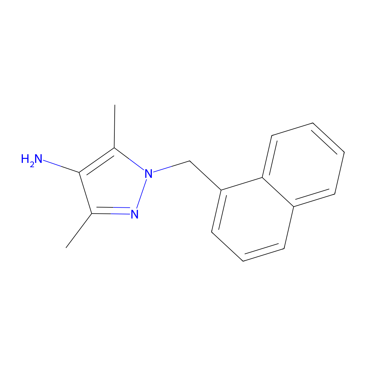 3,5-Dimethyl-1-(1-naphthylmethyl)-1H-pyrazol-4-amine molecular structure, CAS 512809-78-8