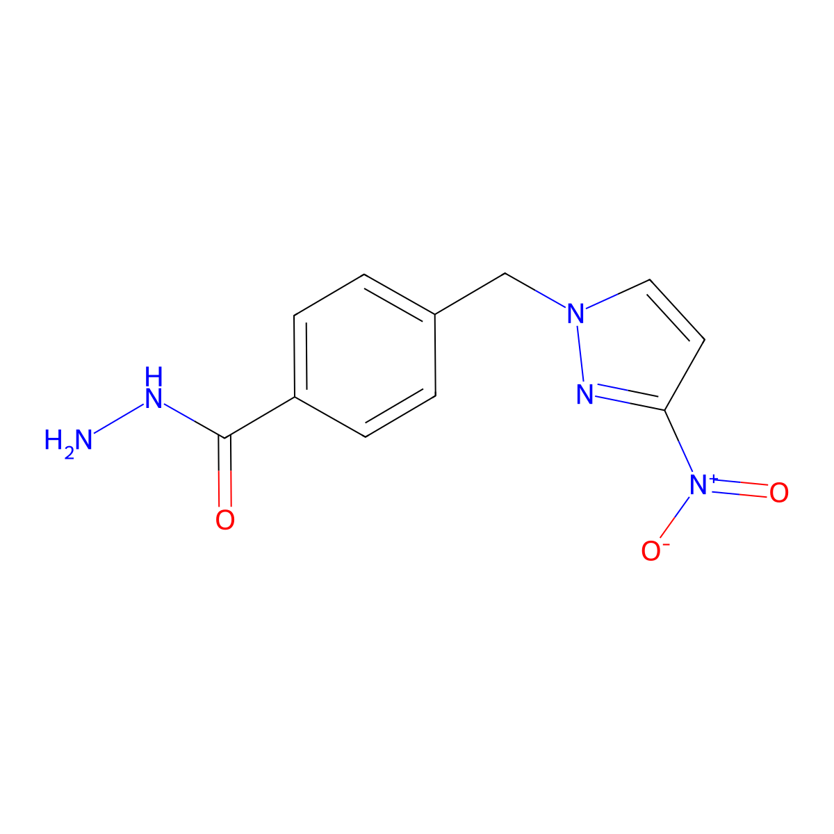 4-((3-Nitro-1H-pyrazol-1-yl)methyl)benzoic acid hydrazide molecular structure, CAS 512809-79-9