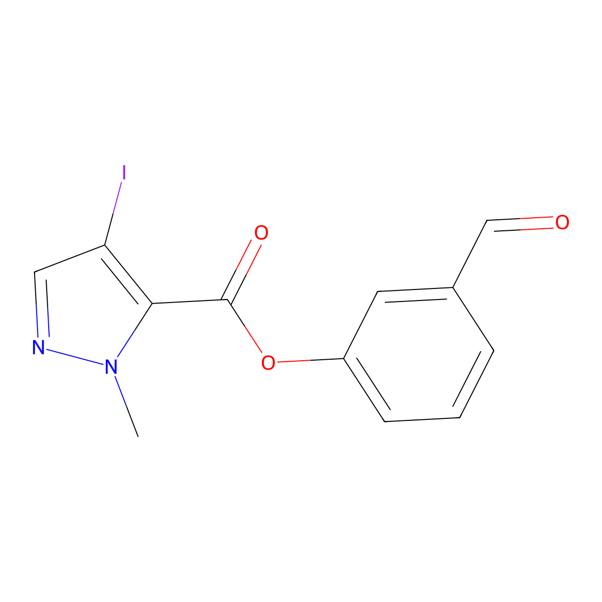 3-Formylphenyl 4-iodo-1-methyl-1H-pyrazole-5-carboxylate molecular structure, CAS 512809-83-5