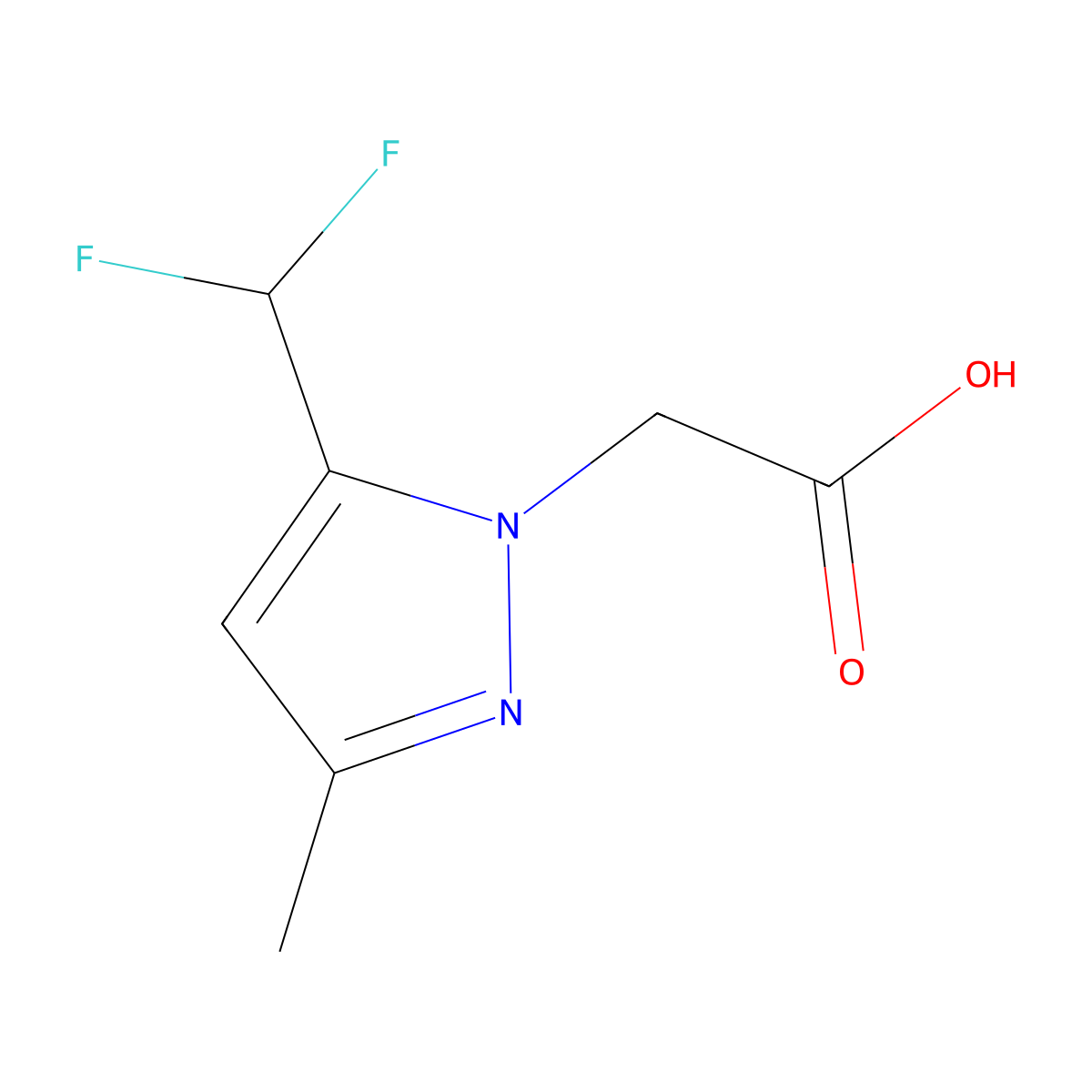 5-(Difluoromethyl)-3-methyl-1H-pyrazole-1-acetic acid molecular structure, CAS 512809-86-8