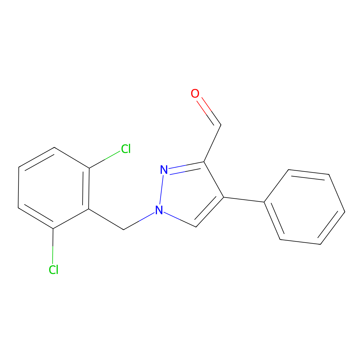 1-(2,6-dichlorobenzyl)-4-phenyl-1H-pyrazole-3-carbaldehyde molecular structure, CAS 512809-87-9