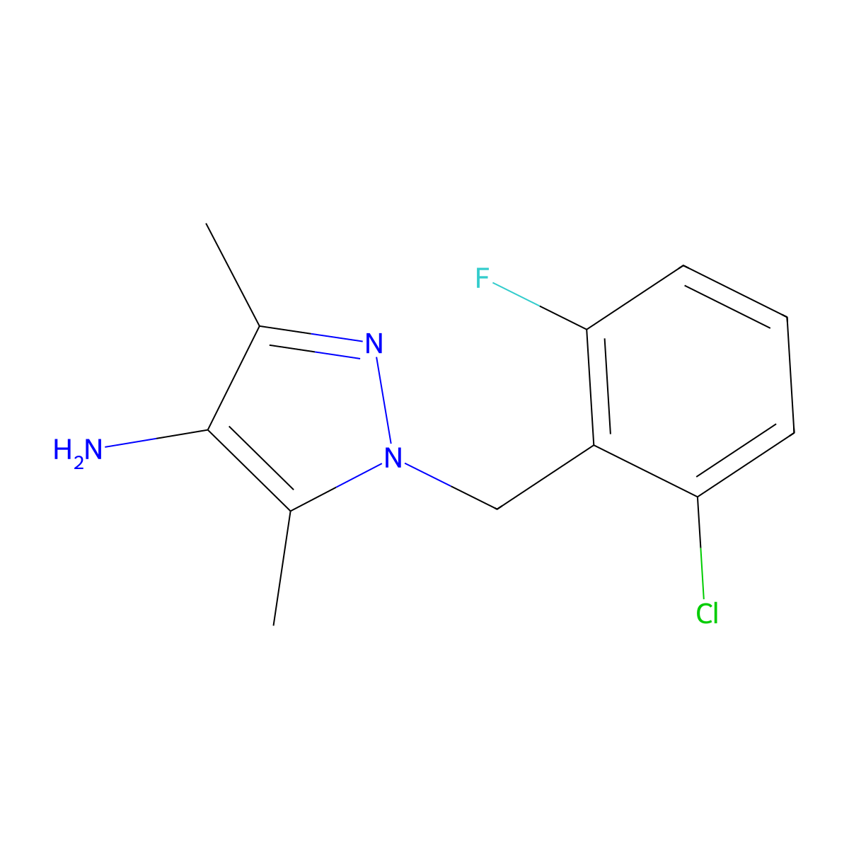 1-(2-Chloro-6-fluorobenzyl)-3,5-dimethyl-1H-pyrazol-4-amine molecular structure, CAS 512809-93-7