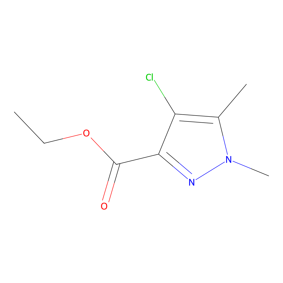 Ethyl 4-chloro-1,5-dimethyl-1H-pyrazole-3-carboxylate molecular structure, CAS 512809-96-0