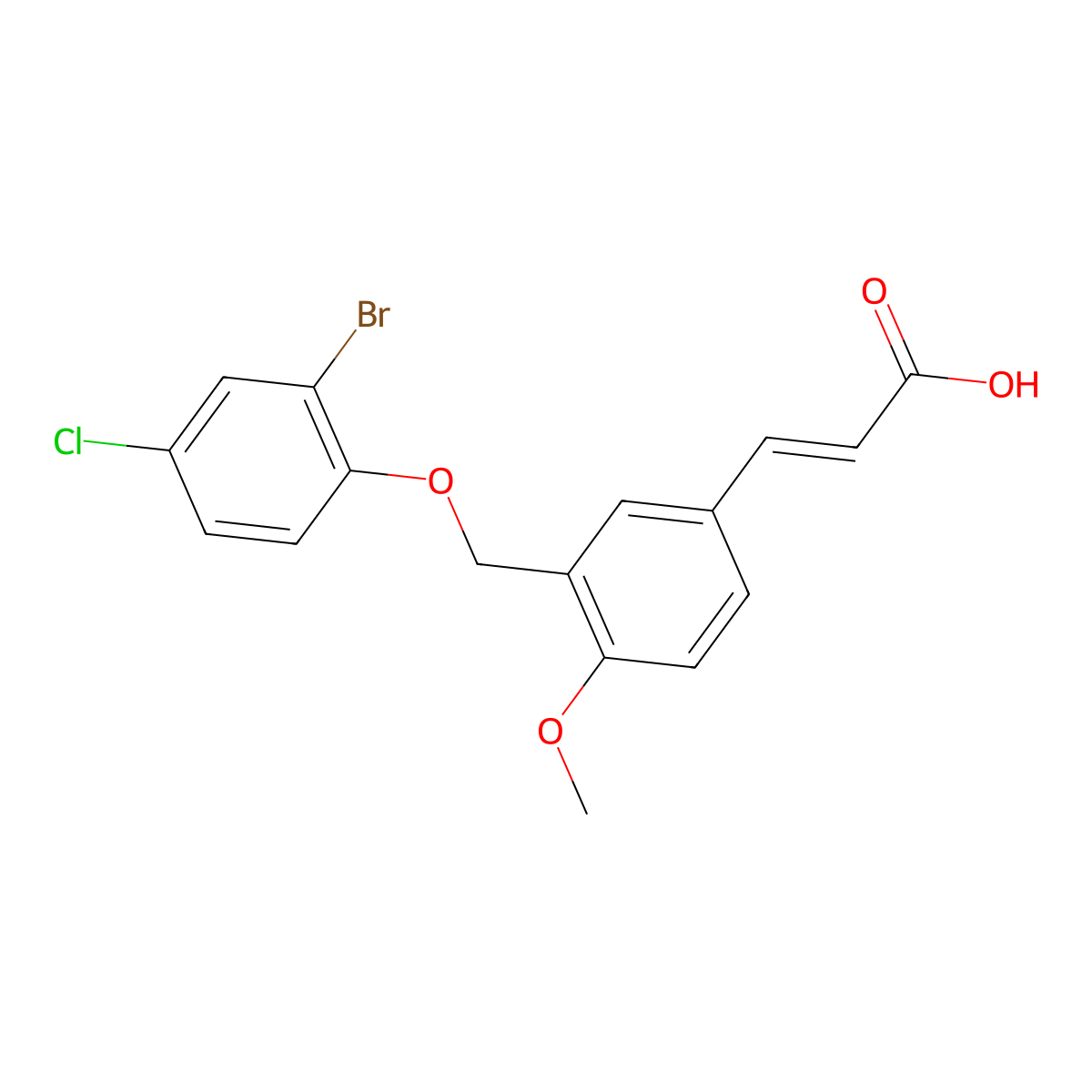 3-{3-[(2-Bromo-4-chlorophenoxy)methyl]-4-methoxyphenyl}prop-2-enoic acid molecular structure, CAS 512809-97-1