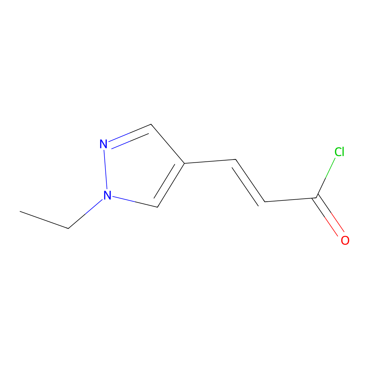 3-(1-ethylpyrazol-4-yl)prop-2-enoyl Chloride molecular structure, CAS 512809-98-2